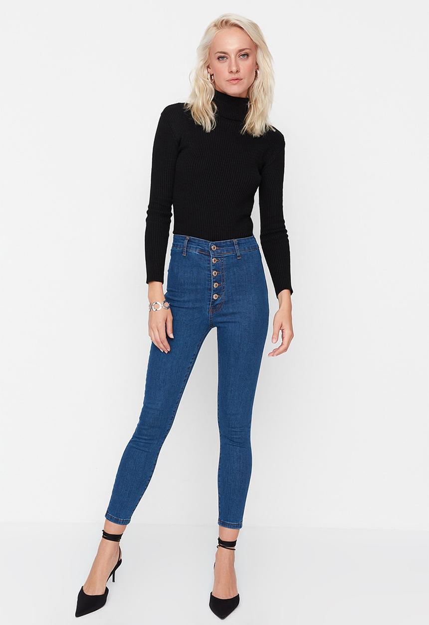 Trendyol - High waist buttoned jegging jeans - blue