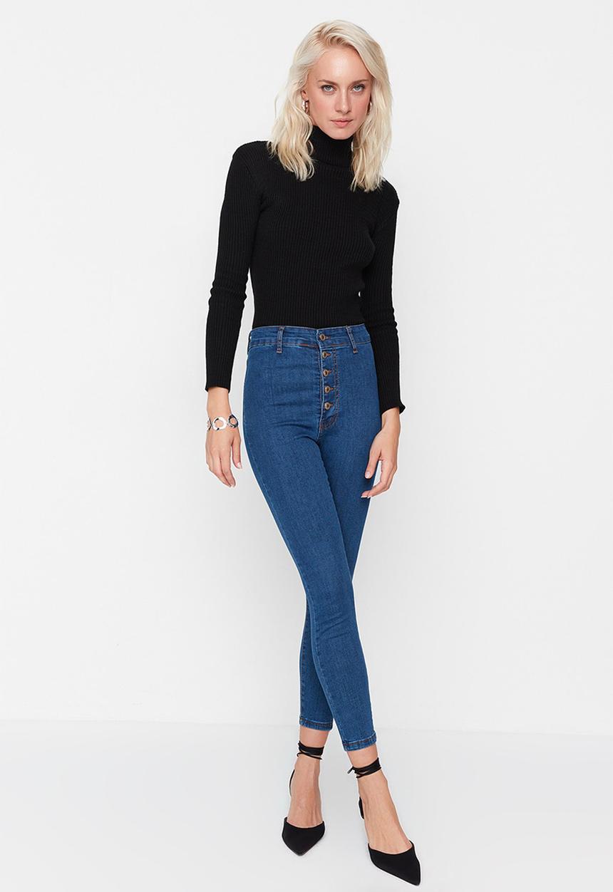Trendyol - High waist buttoned jegging jeans - blue