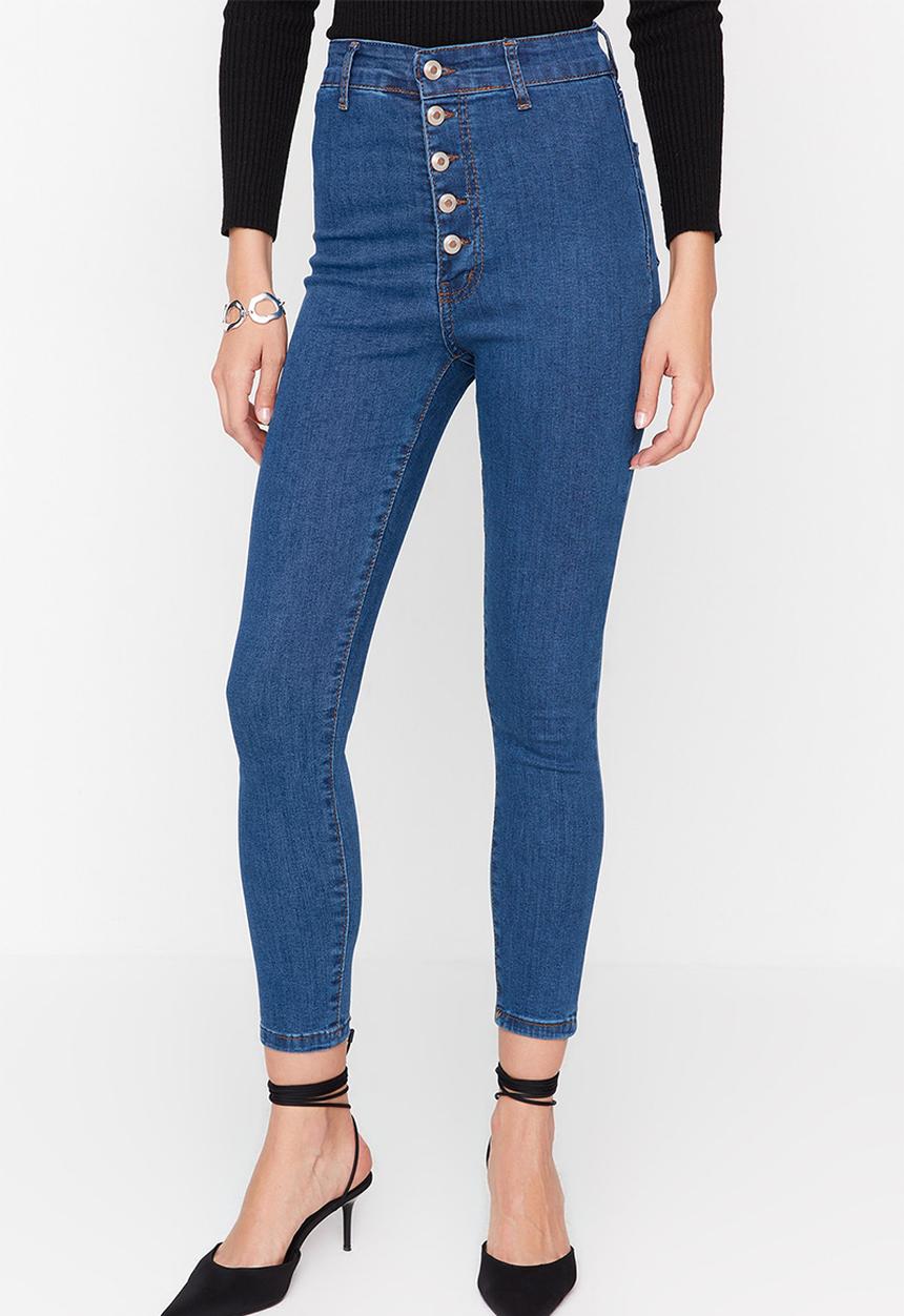 Trendyol - High waist buttoned jegging jeans - blue