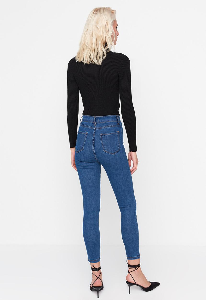 Trendyol - High waist buttoned jegging jeans - blue