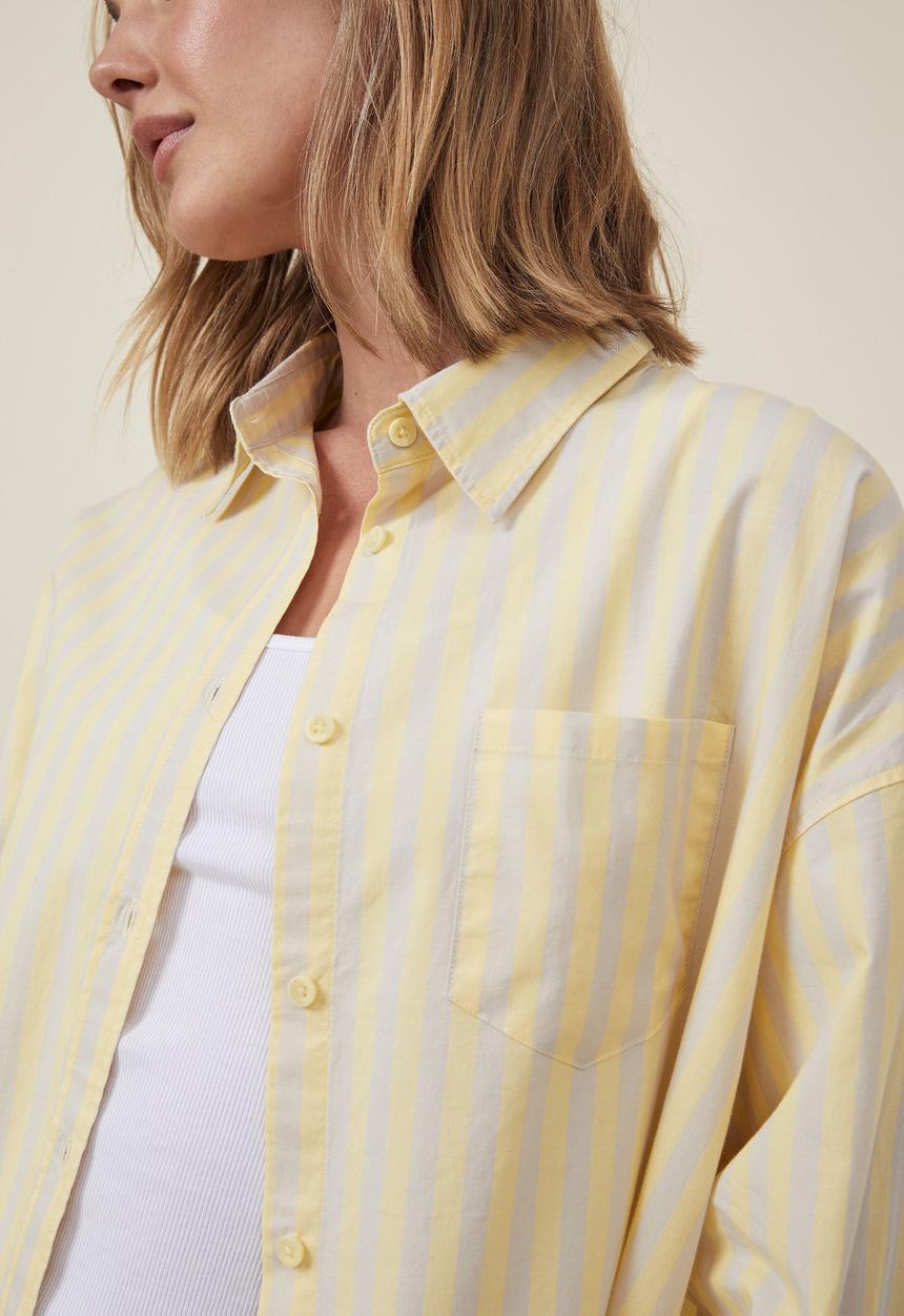 Cotton On - Dad shirt - pale yellow stripe