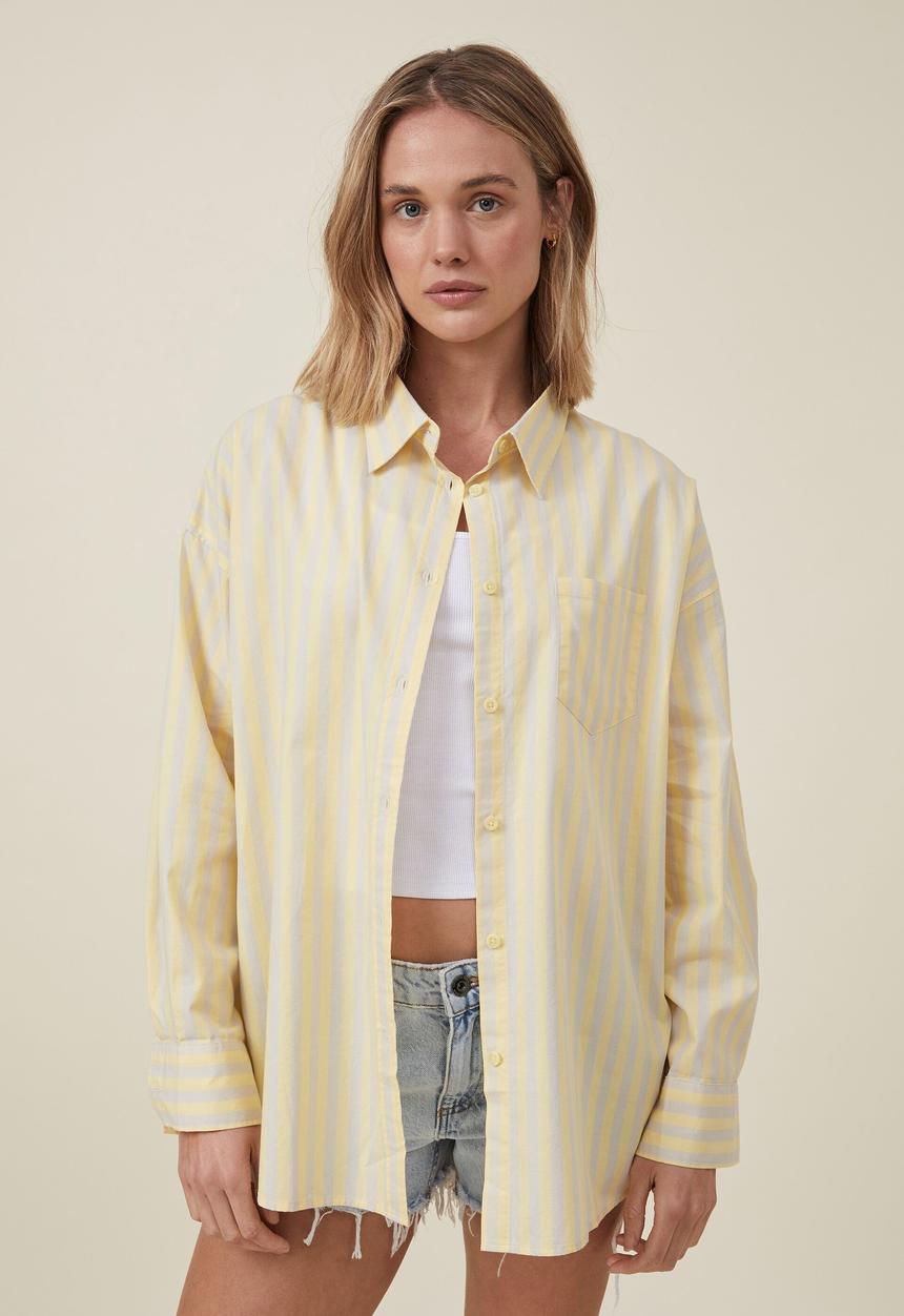 Cotton On - Dad shirt - pale yellow stripe