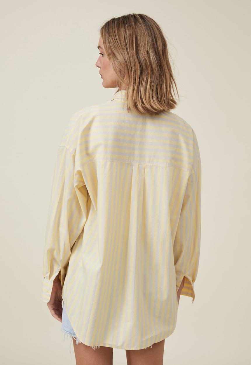 Cotton On - Dad shirt - pale yellow stripe