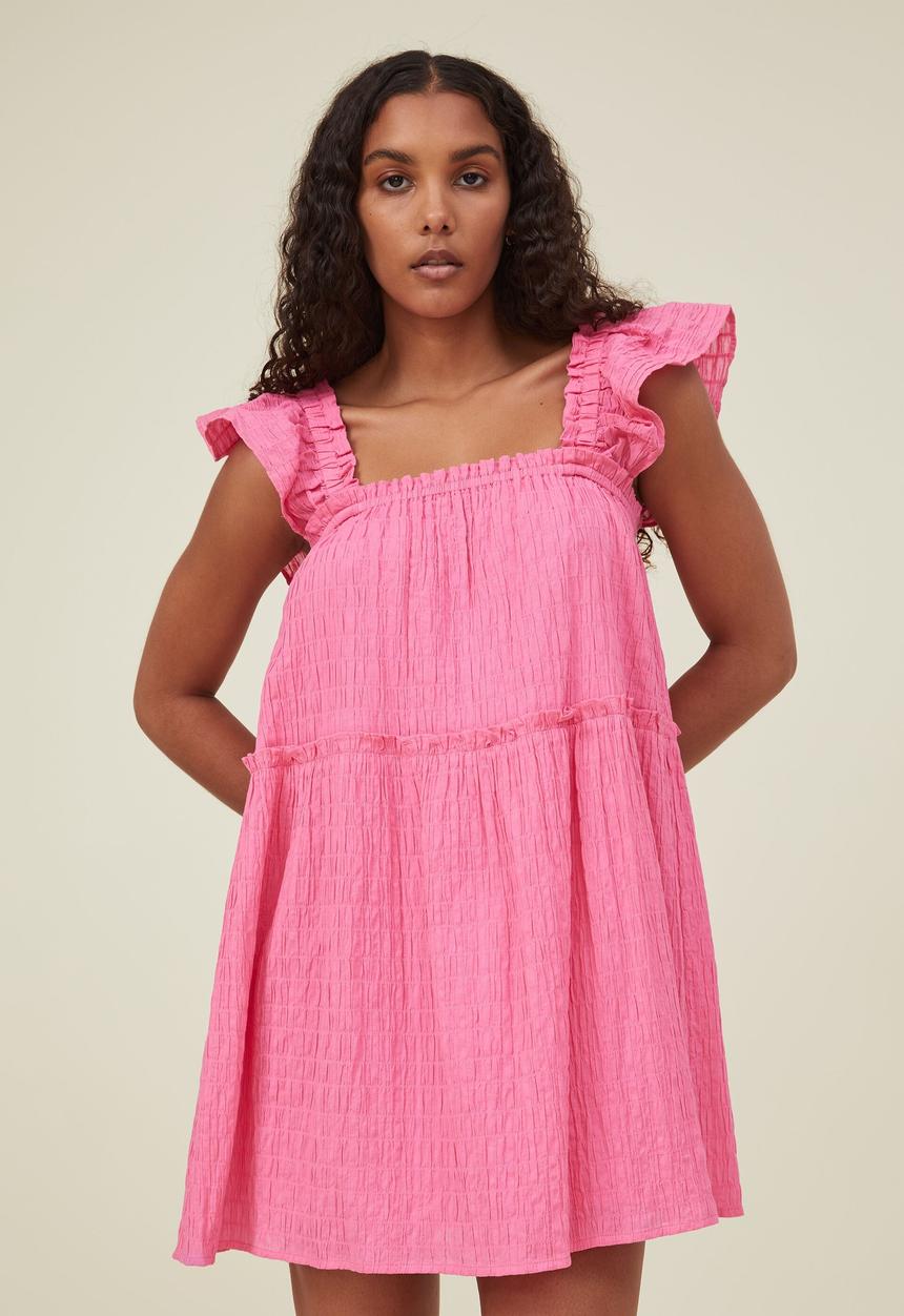 Cotton On - Farrah tiered mini dress - fun pink