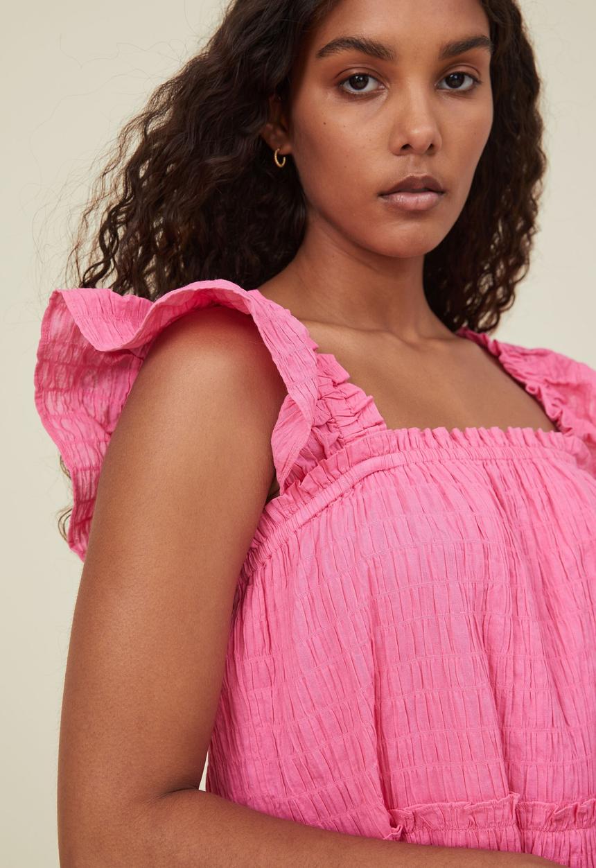 Cotton On - Farrah tiered mini dress - fun pink