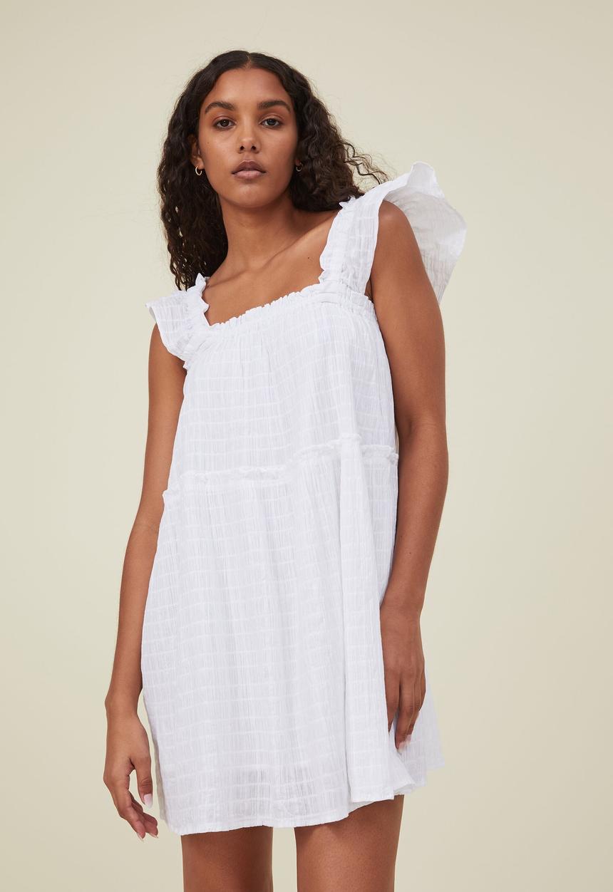 Cotton On - Farrah tiered mini dress - white