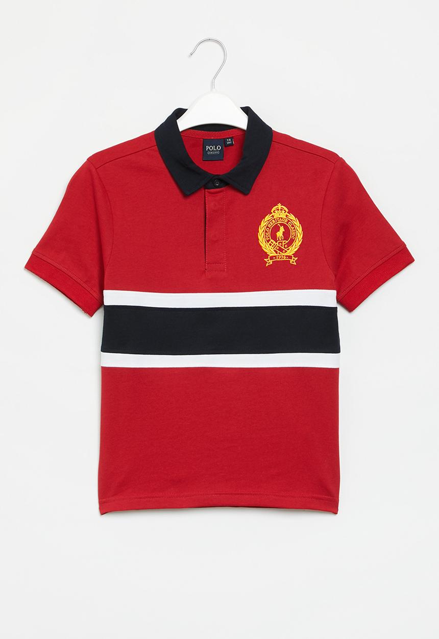POLO - Boys crested short sleeve golfer - red