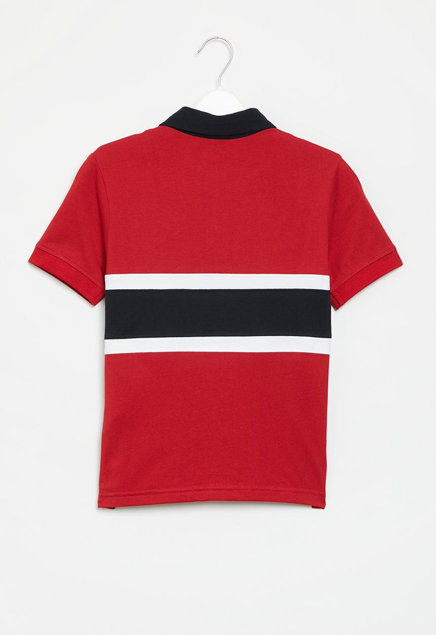 POLO - Boys crested short sleeve golfer - red