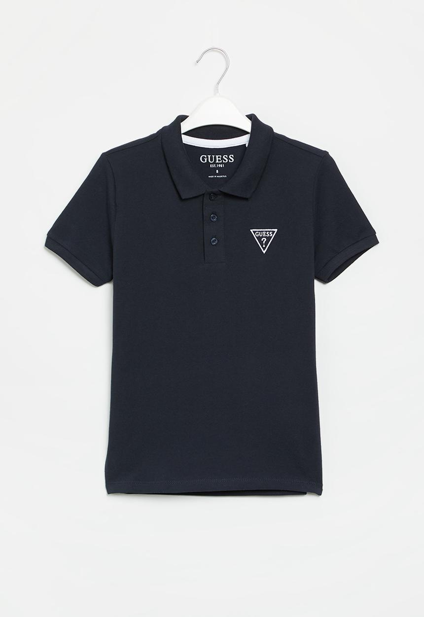 GUESS - Short sleeve logo golfer - blue