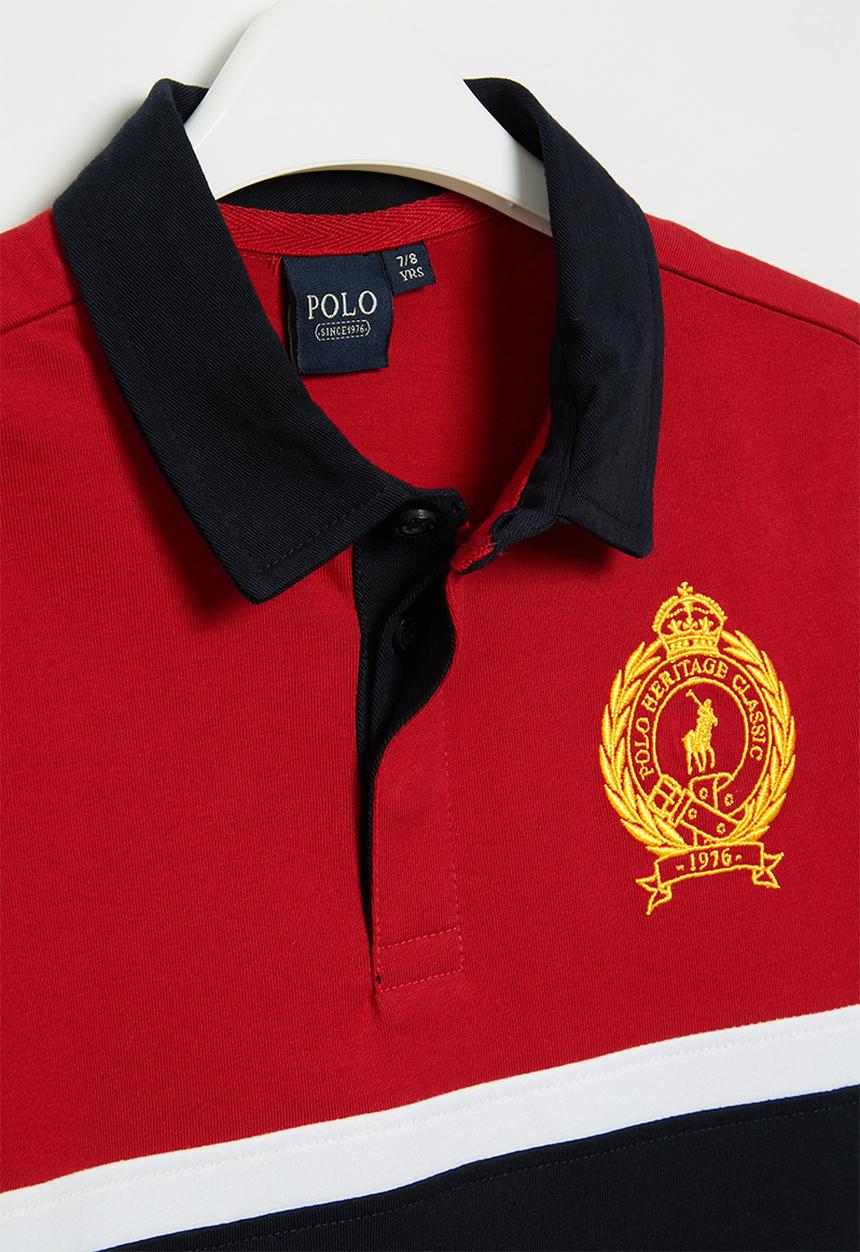 POLO - Boys crested short sleeve golfer - red