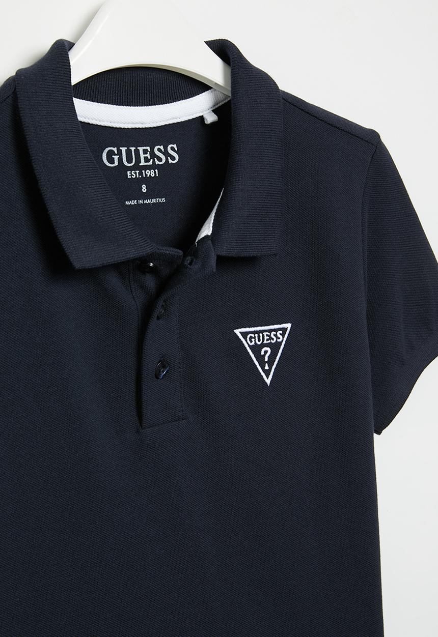 GUESS - Short sleeve logo golfer - blue