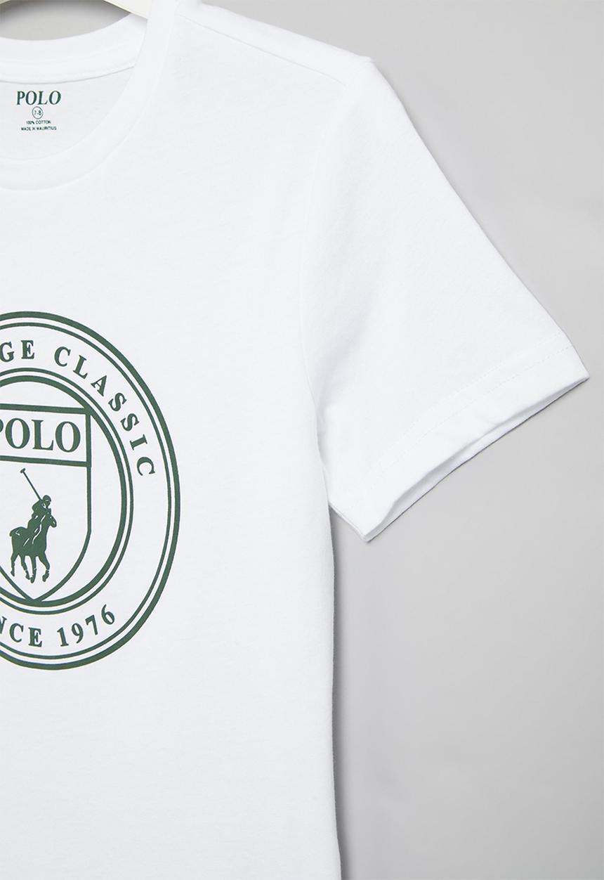 POLO - Boys crest printed tee - white