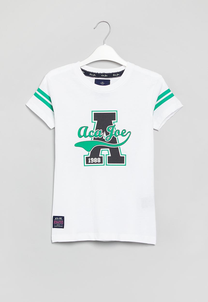 Aca Joe - Girls aca joe baseball print jersey tee - white