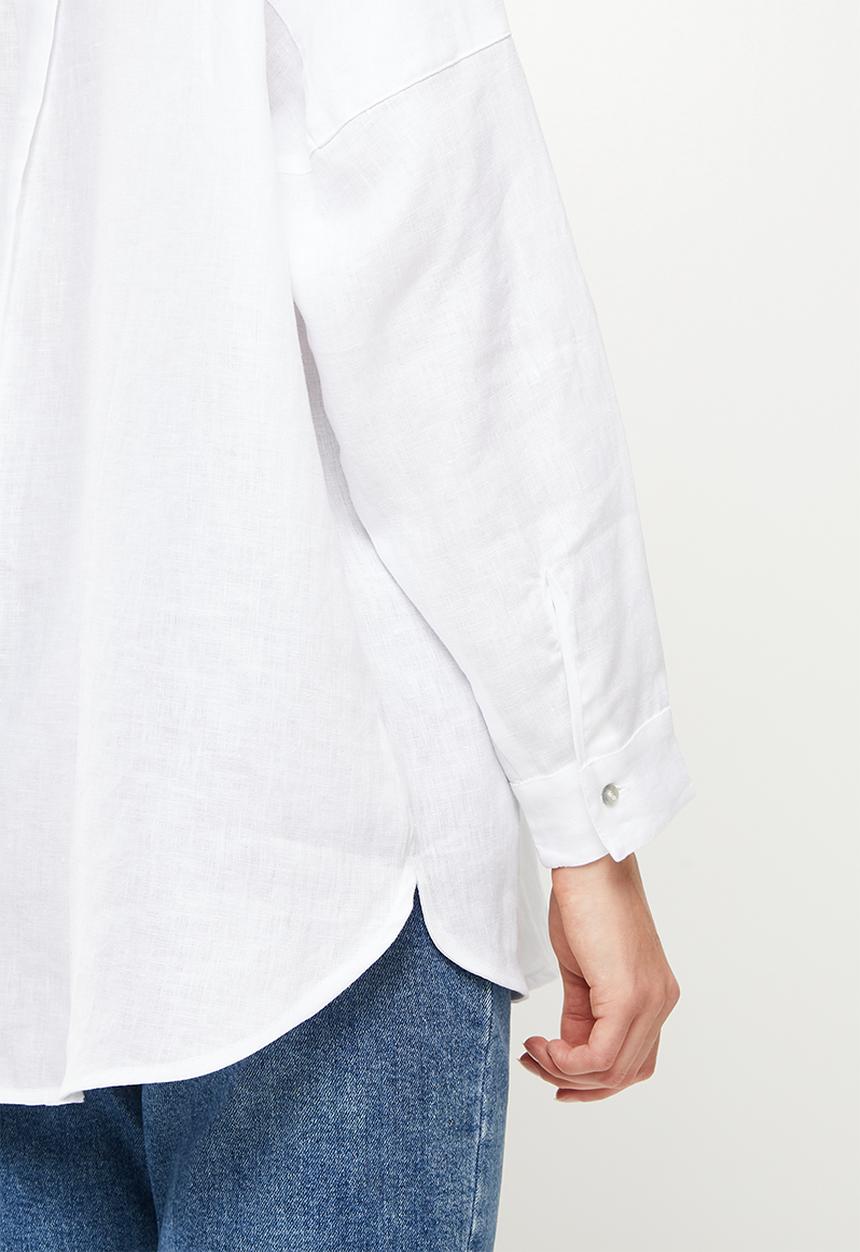 POLO - Maisie long sleeve linen shirt - white