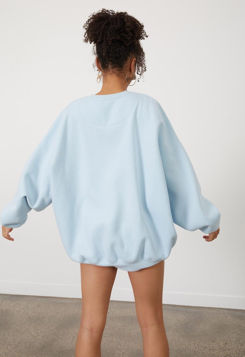 Factorie - Slouchy premium graphic crew - paris blue & sacremento