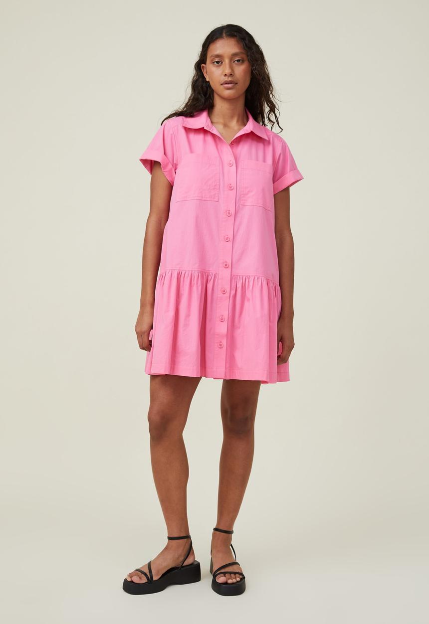 Cotton On - Scout mini shirt dress - fun pink