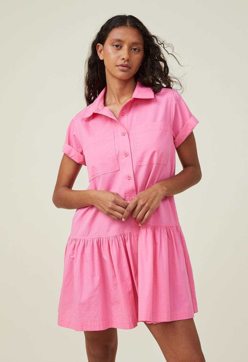 Cotton On - Scout mini shirt dress - fun pink