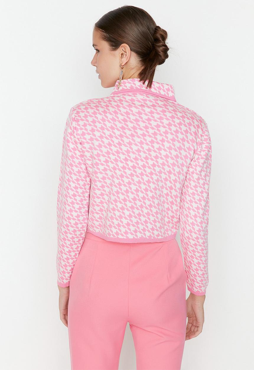Trendyol - Zippered knit cardigan - pink