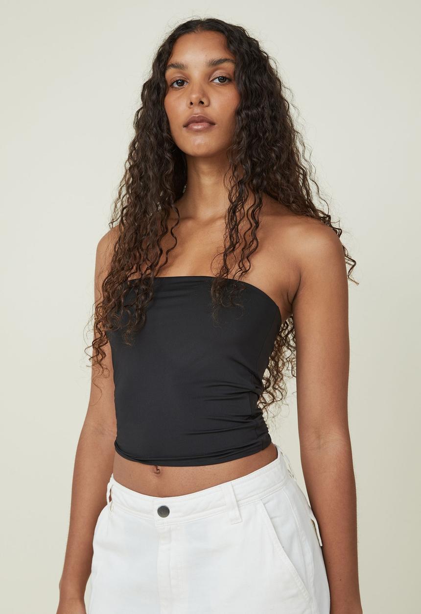 Cotton On - Sculpted tube top - black