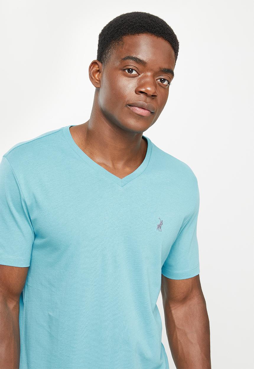 POLO - Men vneck tee  - aqua