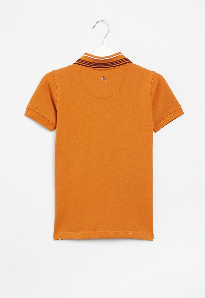 SOVIET - B honcho boys short sleeve pique golfer - pumpkin