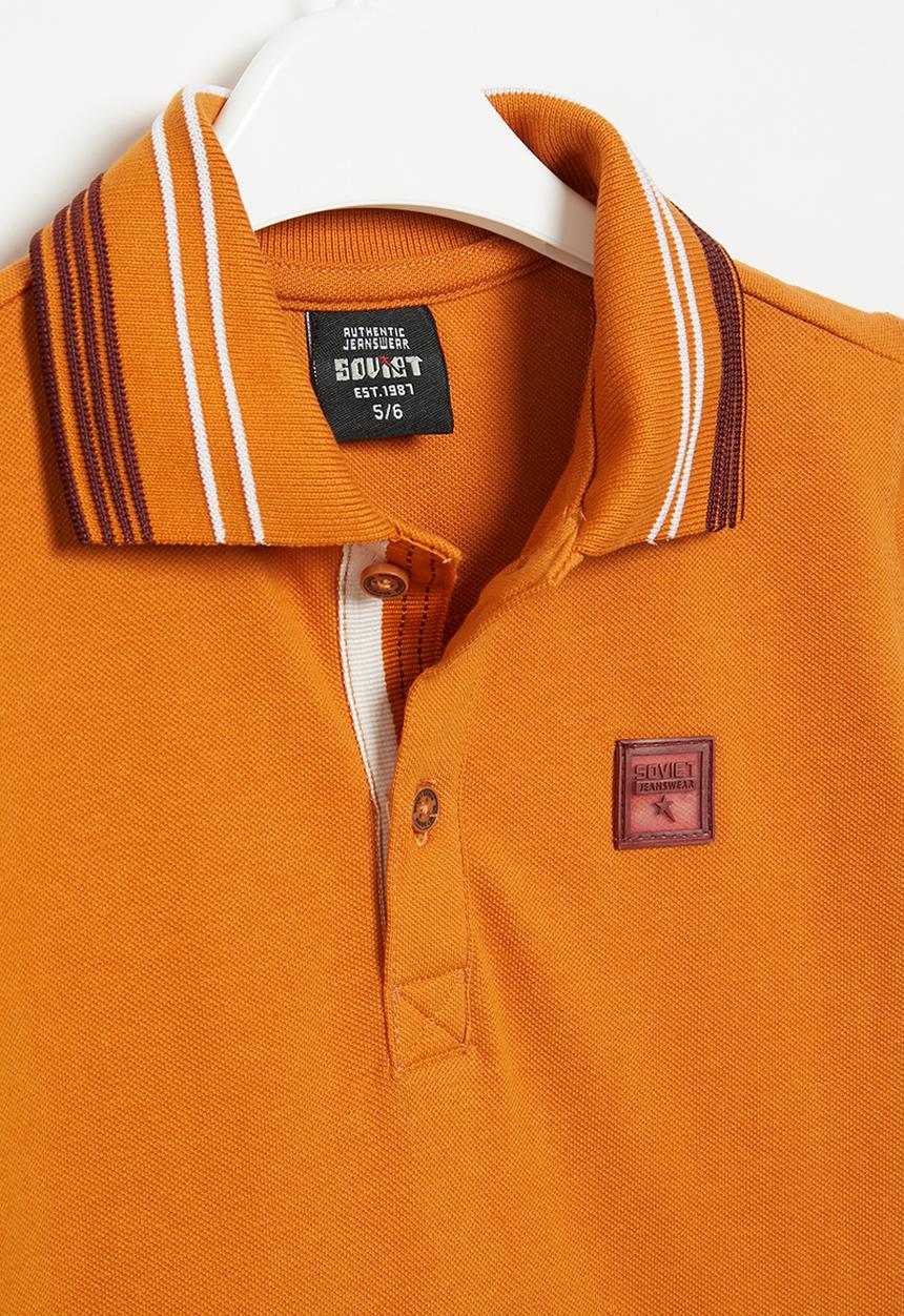 SOVIET - B honcho boys short sleeve pique golfer - pumpkin