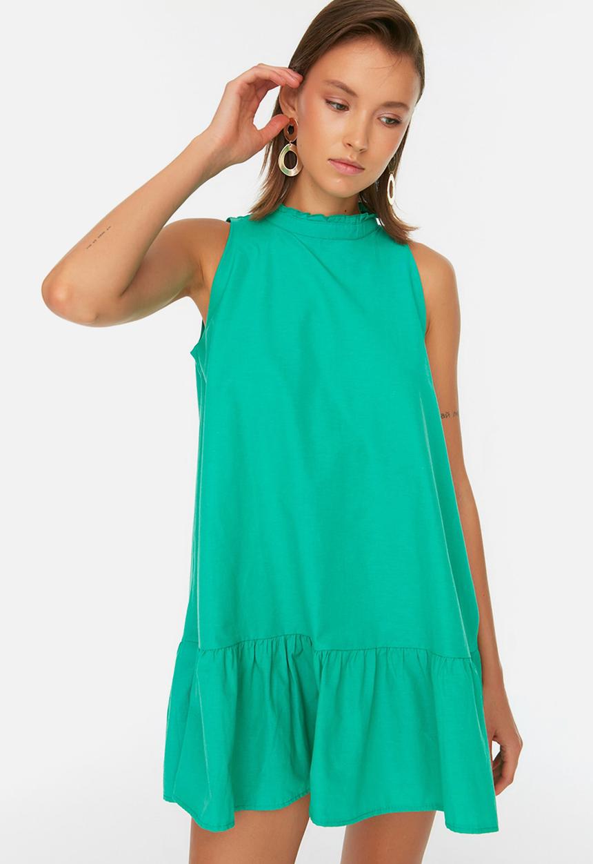Trendyol - Petite high neck shift dress - green