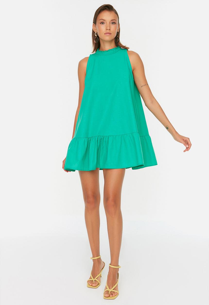 Trendyol - Petite high neck shift dress - green