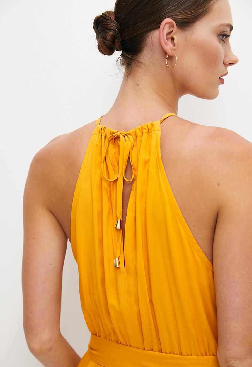 edit - Ruched neck later jumpsuit - marigold