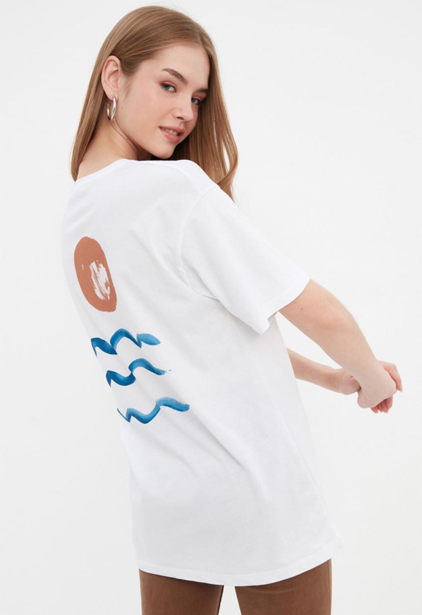 Trendyol - Printed boyfriend T-shirt - white