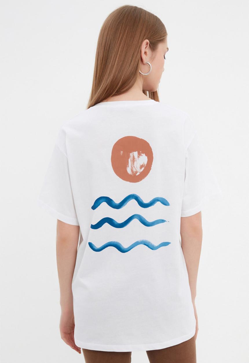 Trendyol - Printed boyfriend T-shirt - white