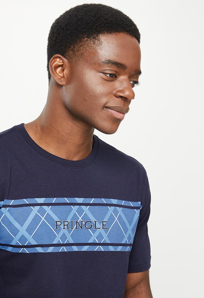 Pringle of Scotland - Short sleeve argyle printed tee - navy