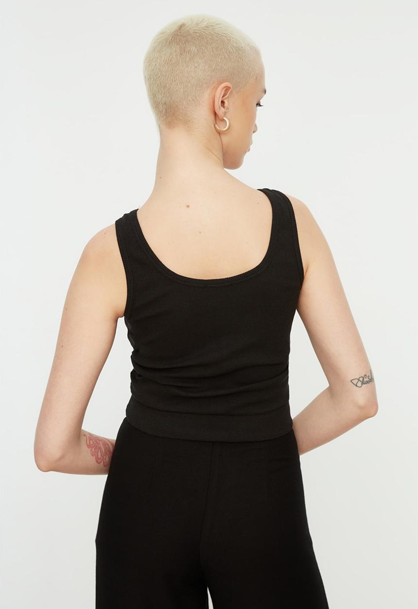 Trendyol - Ruched string detail top - black