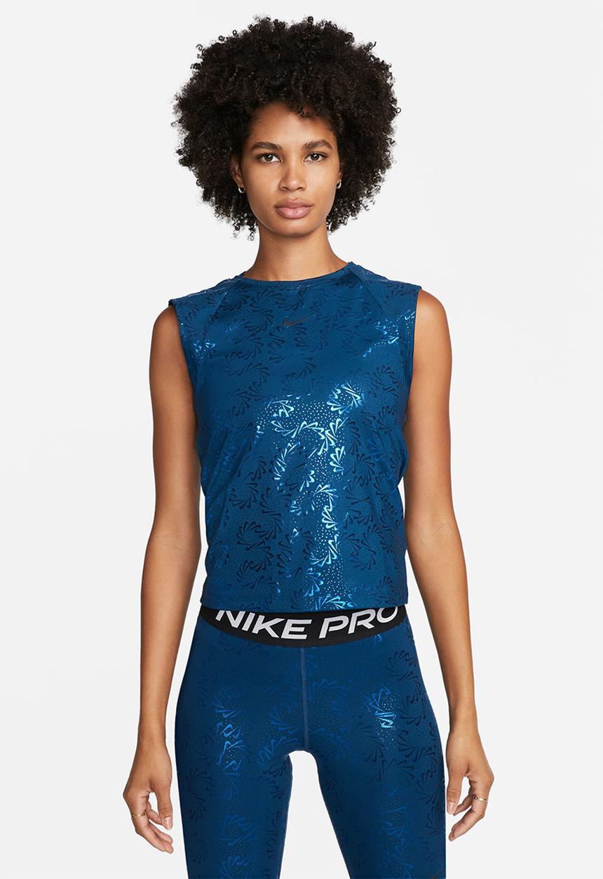 Nike - W Nike pro df short sleeve top sparkle - valerian blue & black