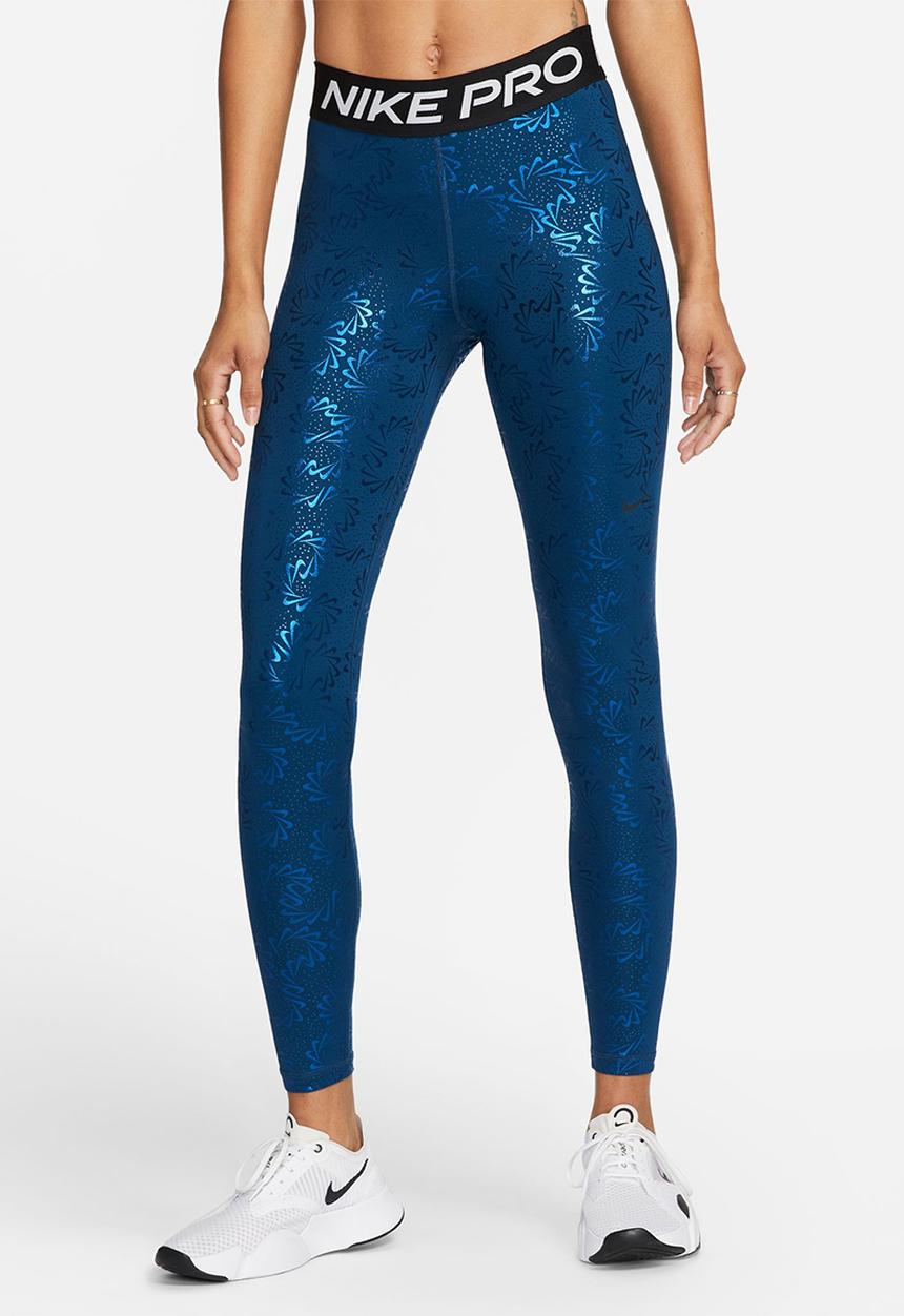 Nike - W Nike pro df mr tight aop - valerian blue & black