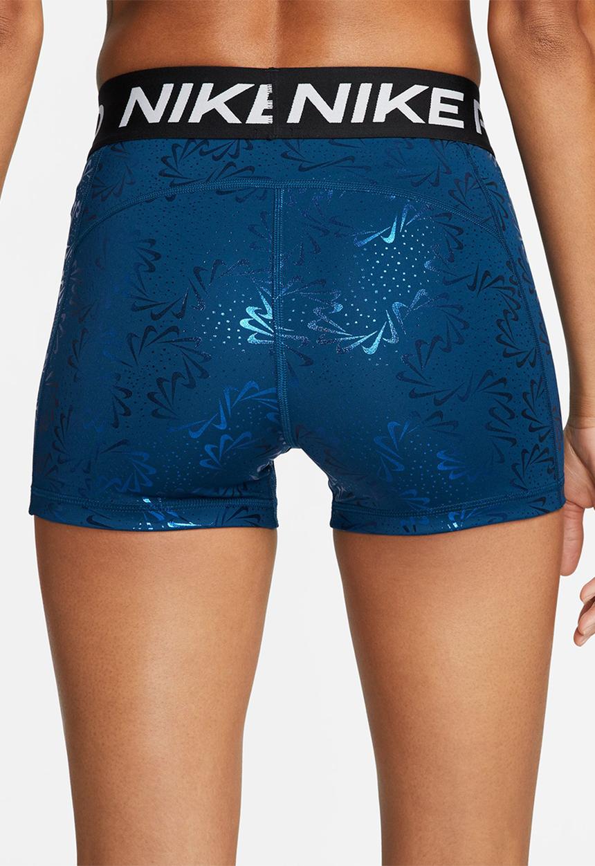 Nike - W Nike pro df mr 3in short aop - valerian blue & black