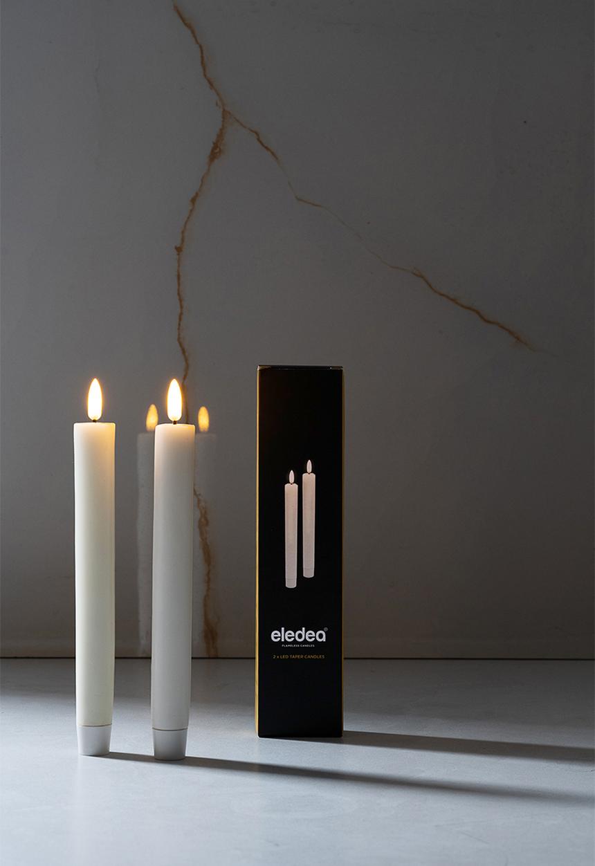 Eledea - LED taper candle set of 2- white