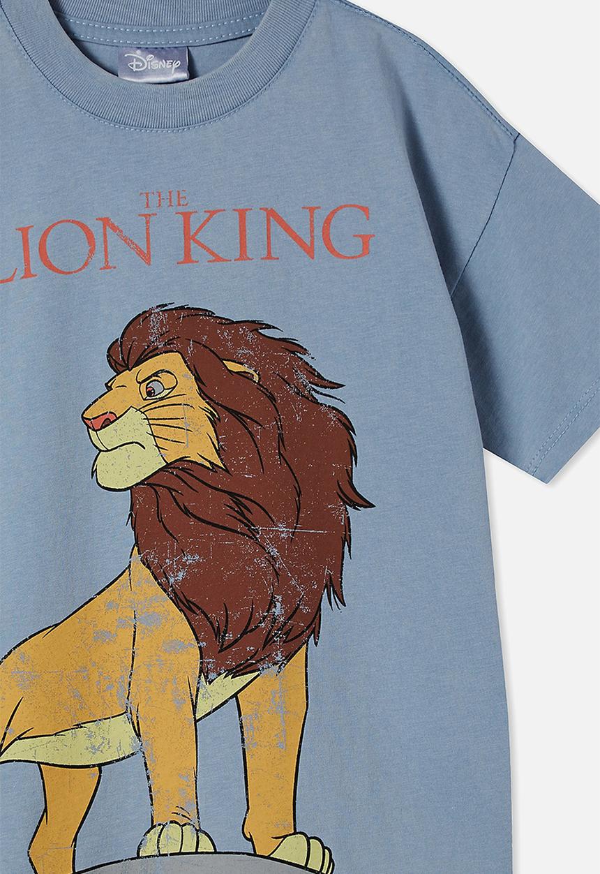 Cotton On - License drop shoulder short sleeve tee - lcn dis dusty blue /lion king