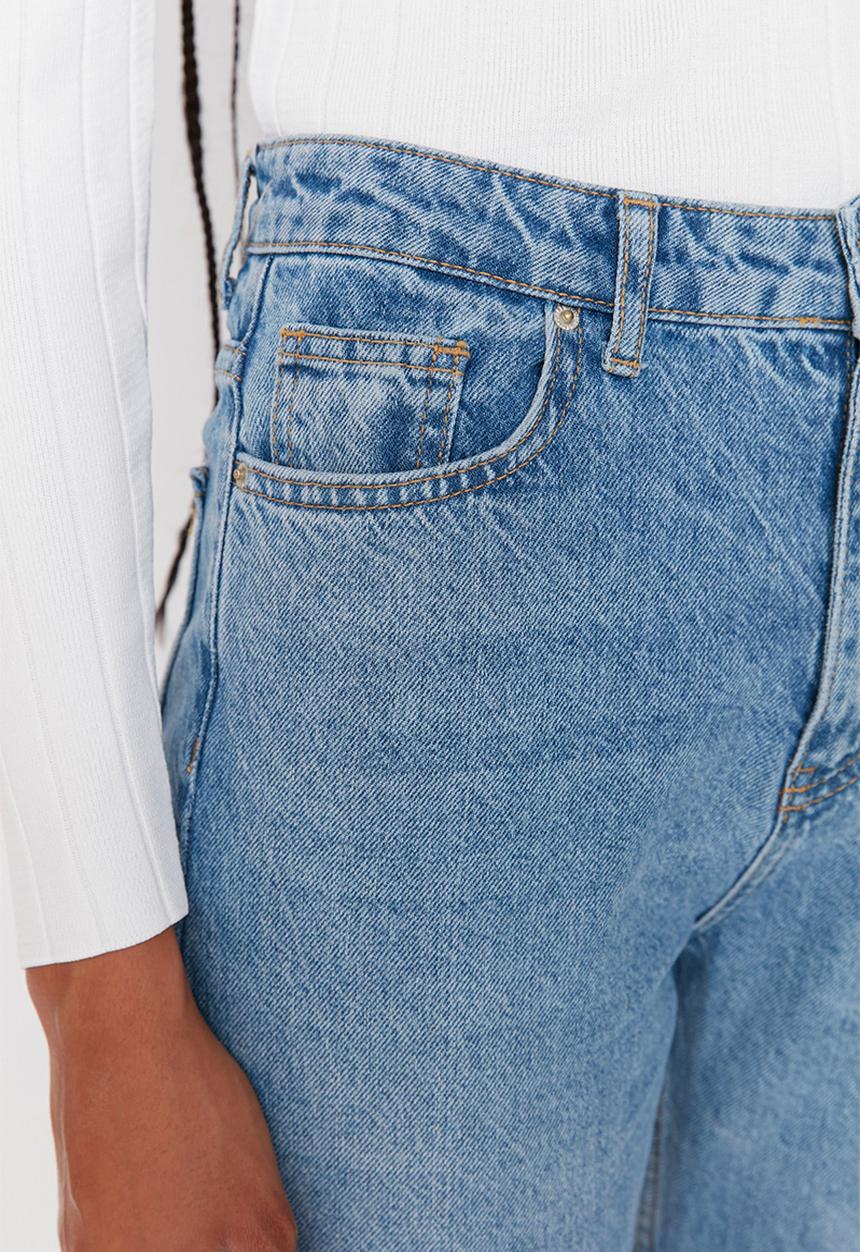 Trendyol - Double button high waist mom jeans - blue