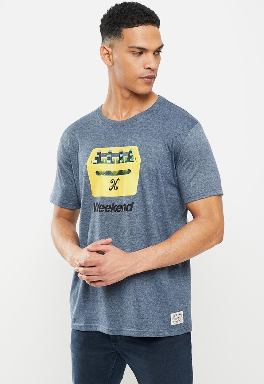 Holmes Bro's - Weekend beers crate short sleeve tee - pewter melange