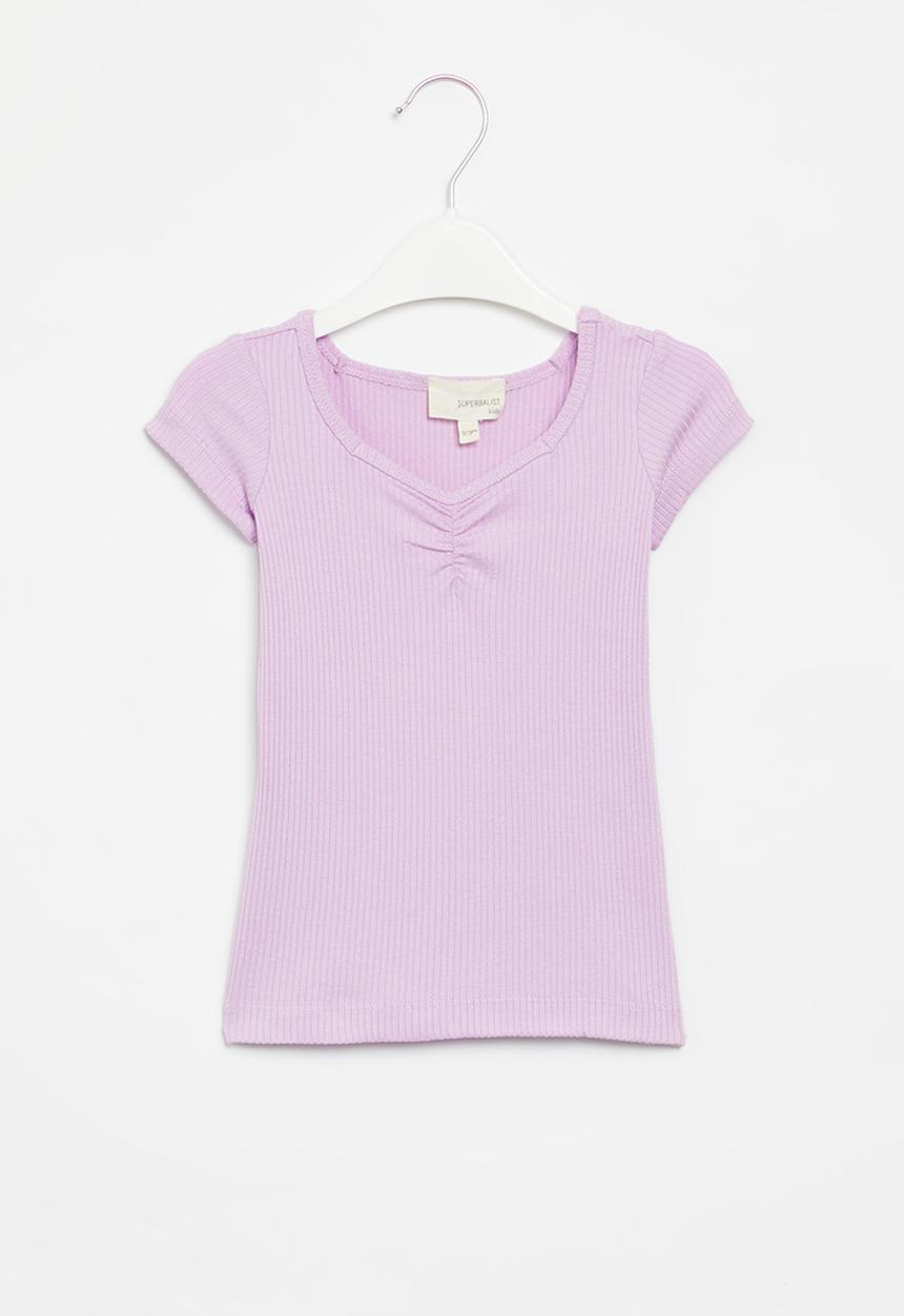 Superbalist - V-neck rib tee - lilac