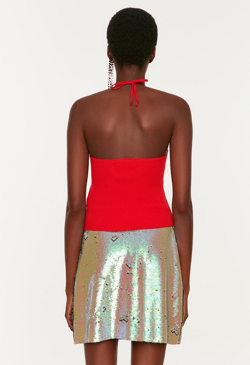 Trendyol - Tick triko blouse - red
