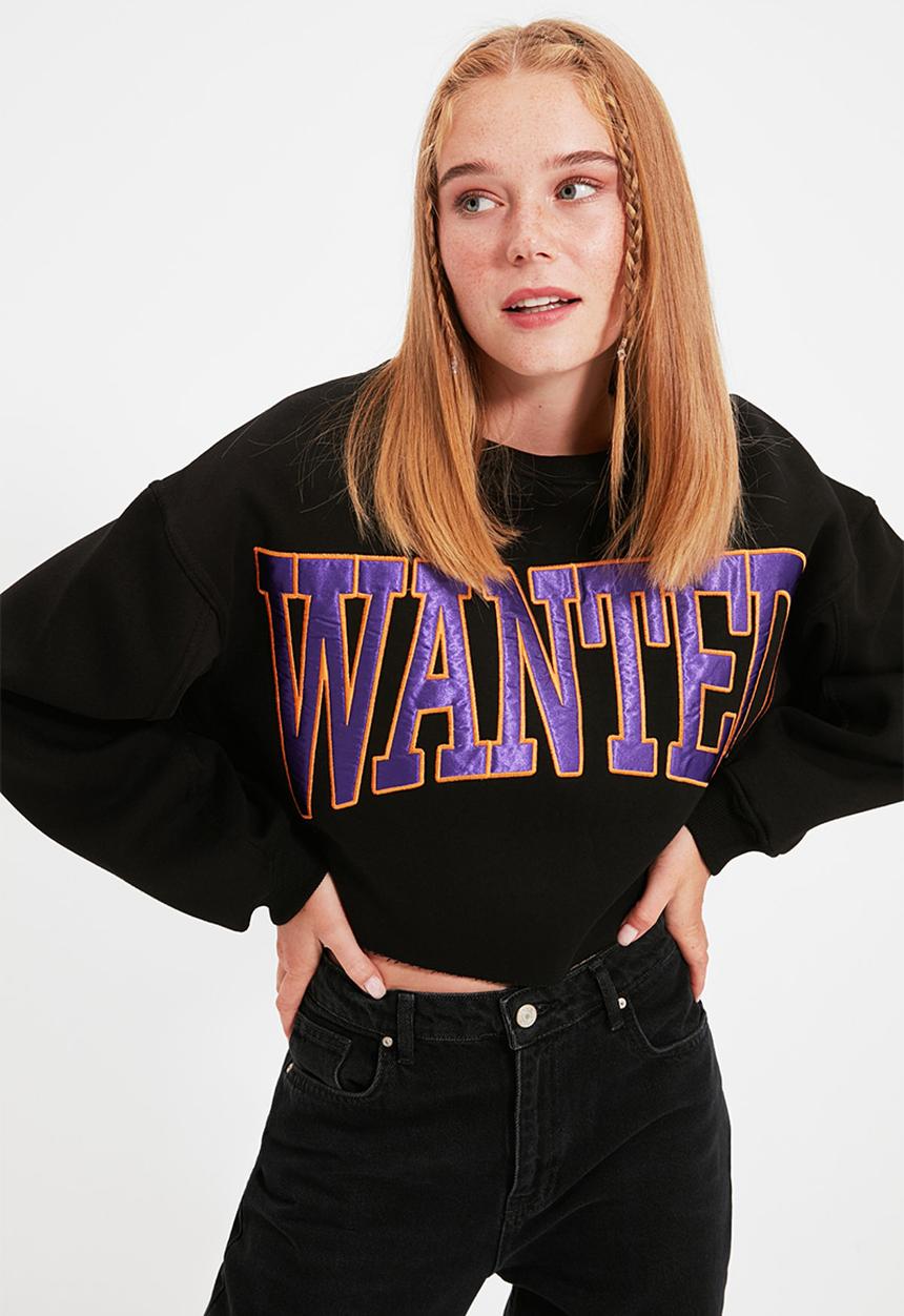 Trendyol - Wanted crop thick sweater - black