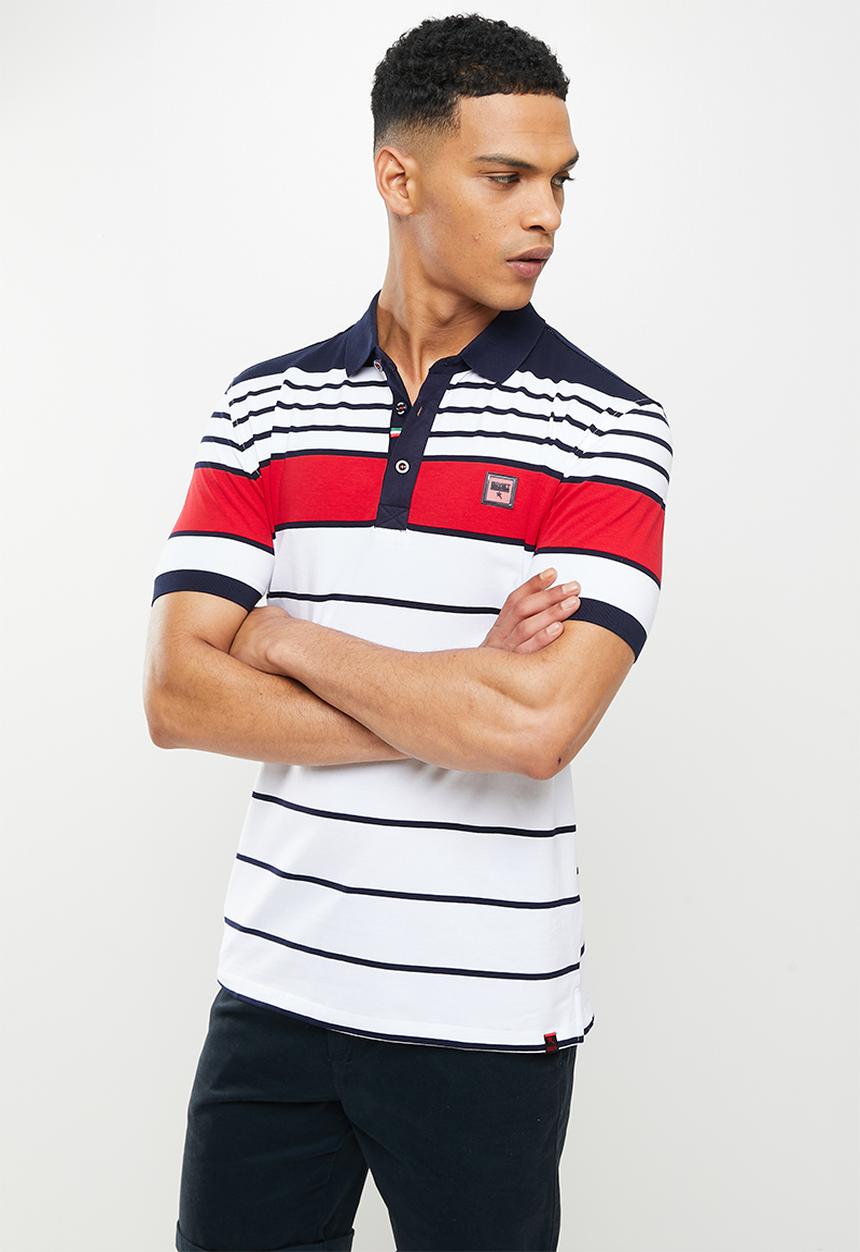 SOVIET - M oakley short sleeve y/dye stripe golfer - white