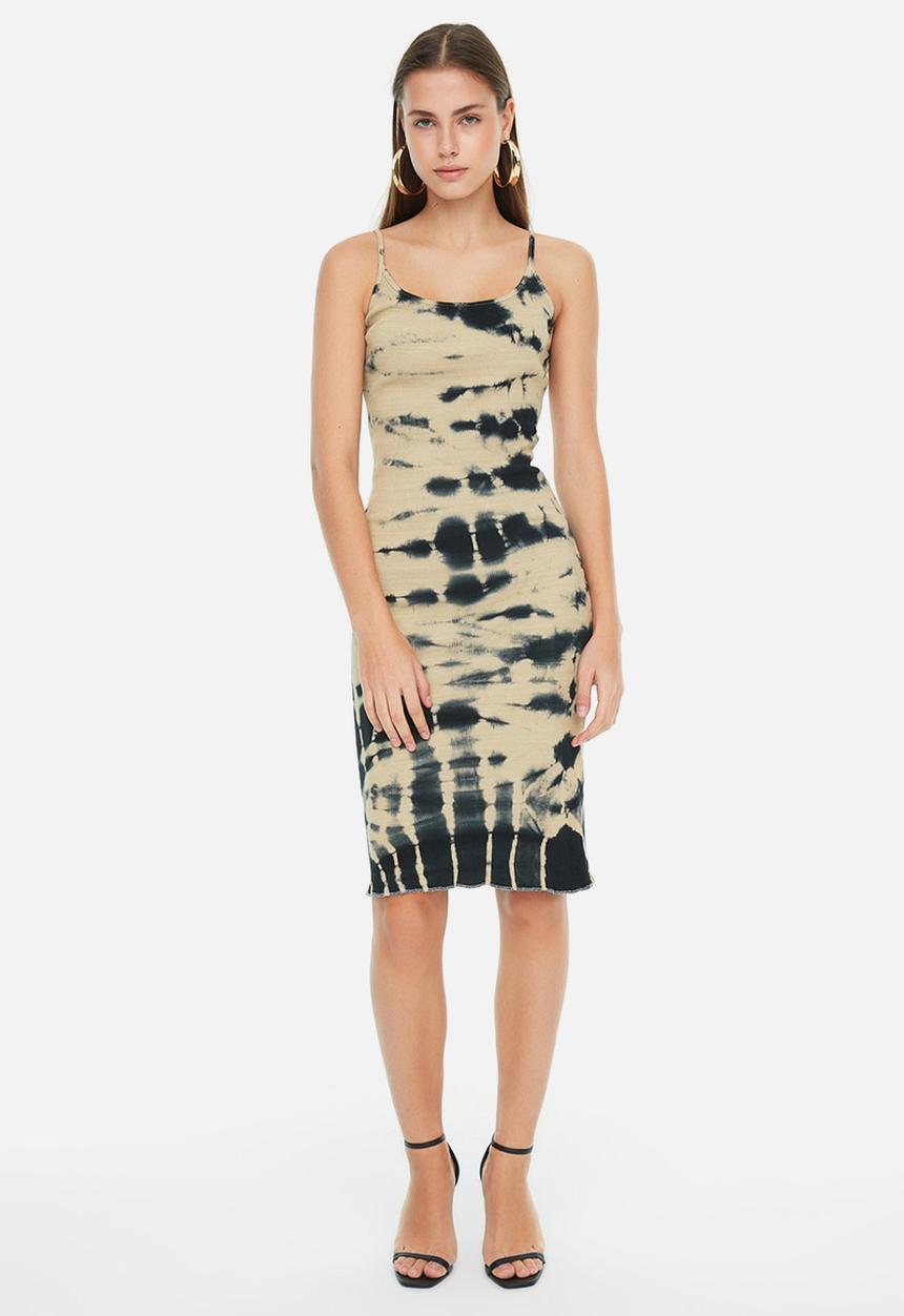 Trendyol - Tie-dye ribbed dress - neutral & black