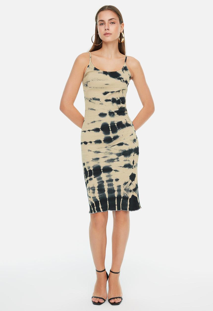 Trendyol - Tie-dye ribbed dress - neutral & black