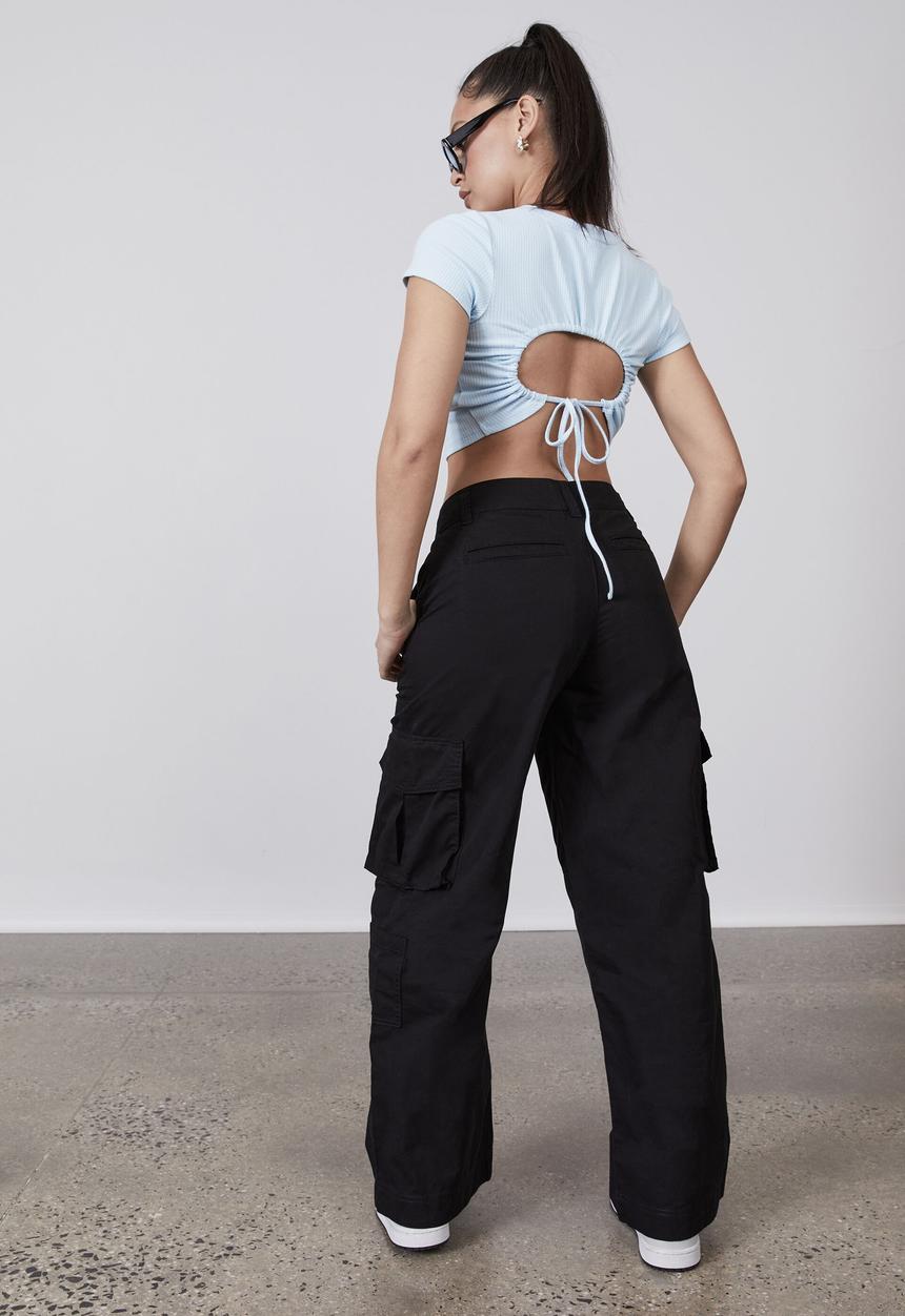 Factorie - 2000s cargo pant - black