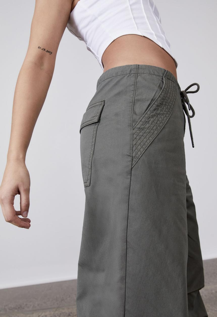 Factorie - Baggy drawtie pant - army green