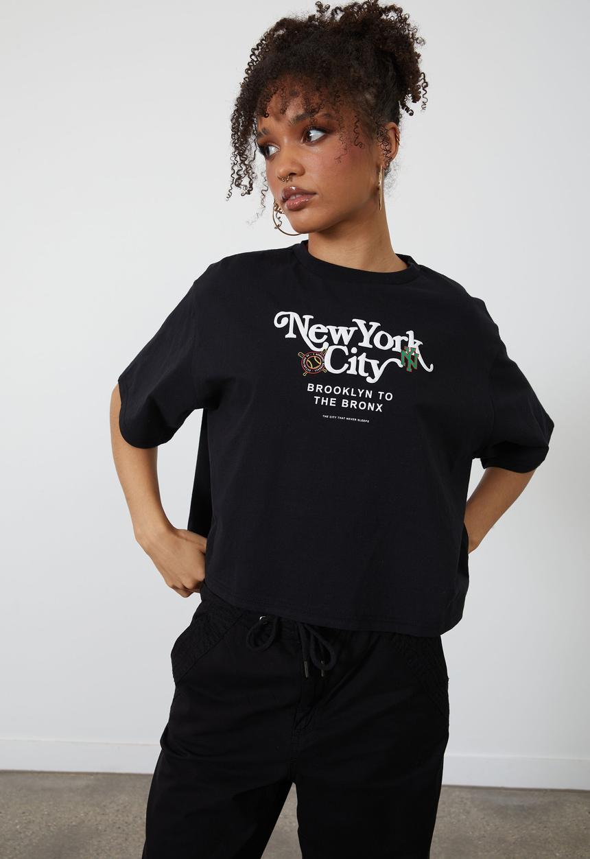 Factorie - Boxy graphic tee - new york/black
