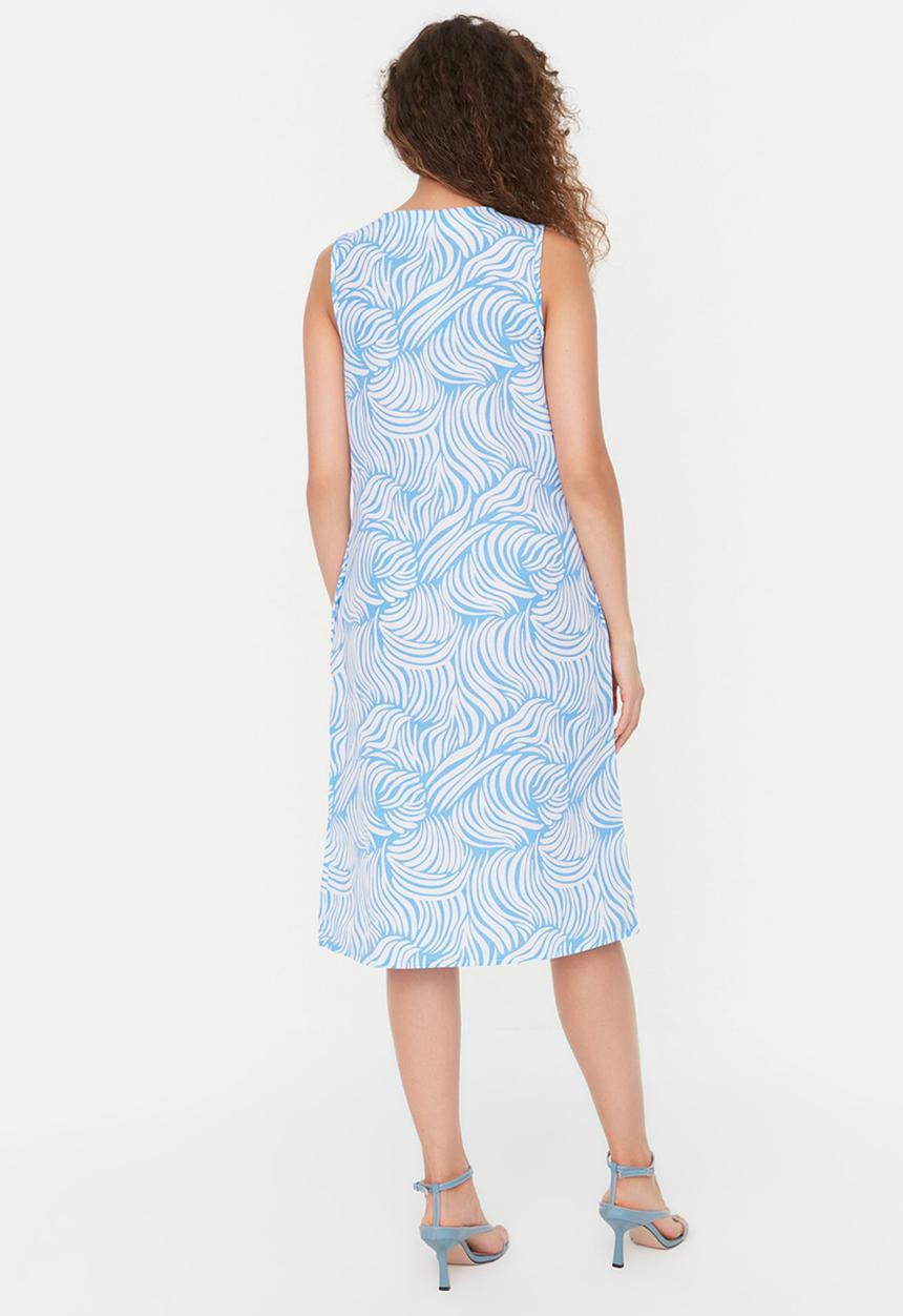 Trendyol - Geo print sleeveless shirt dress - blue